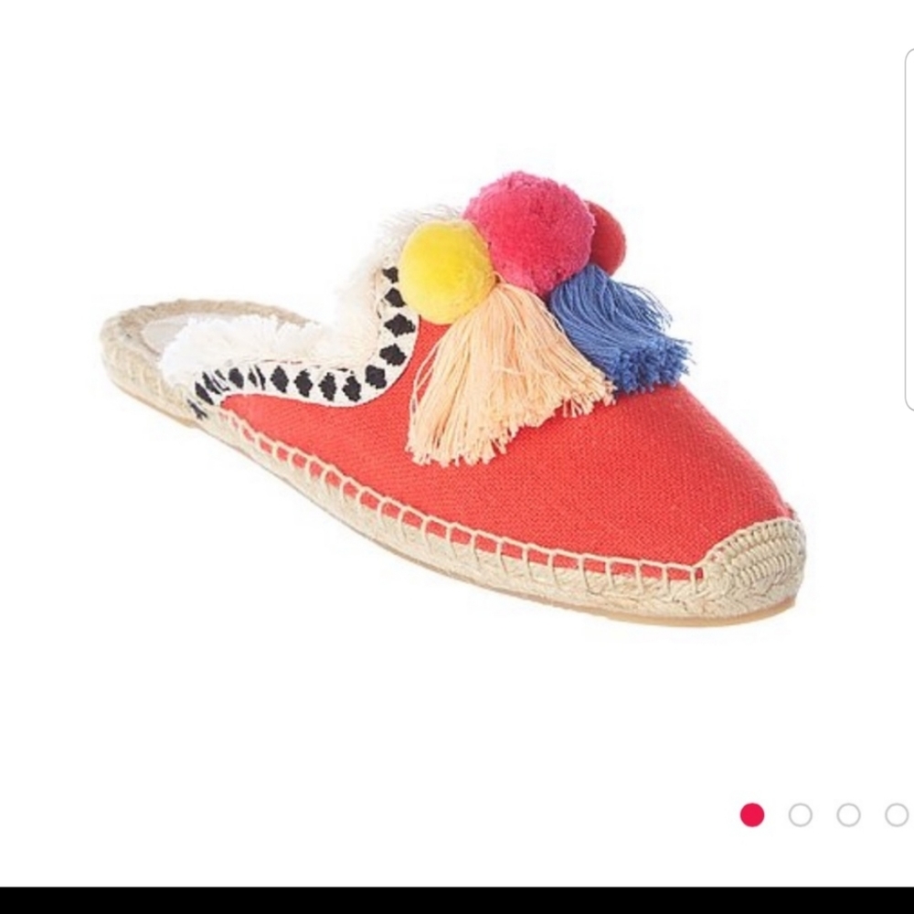 Soludos Sz 9 Frayed Pom Pom Mule Multicolor
